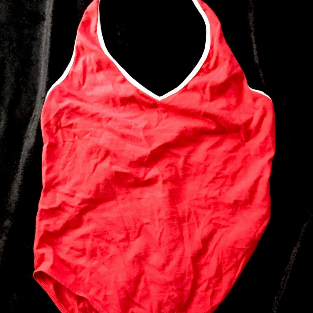 Red halter bodysuit